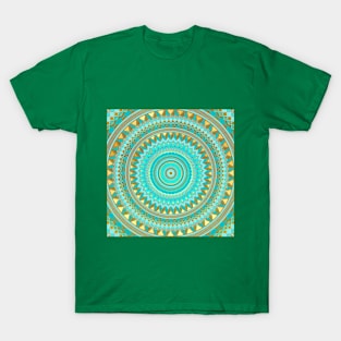 Mandala Iris blue brown gold T-Shirt